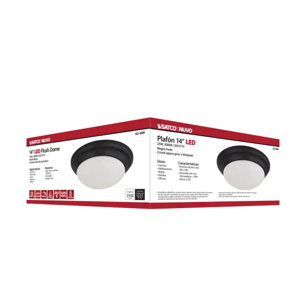 14" Matte Black LED Flush Mount with Frosted Glass - Image 6
