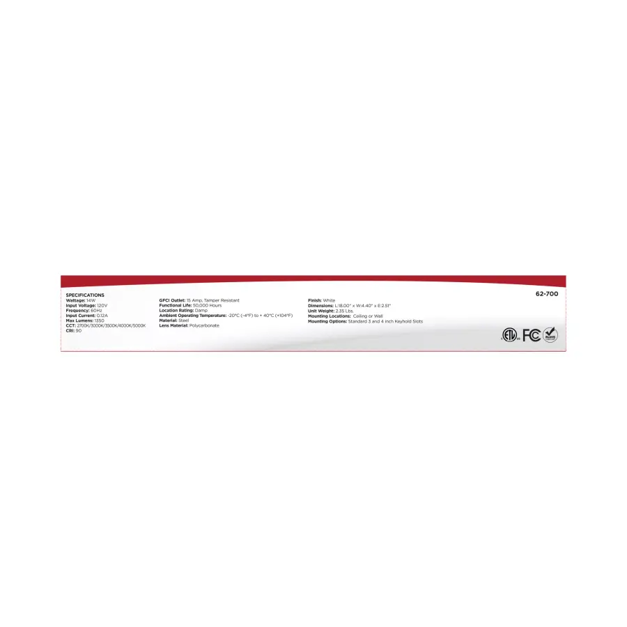 18" LED Ceiling Wrap with Dual GFCI Outlets - Image 9