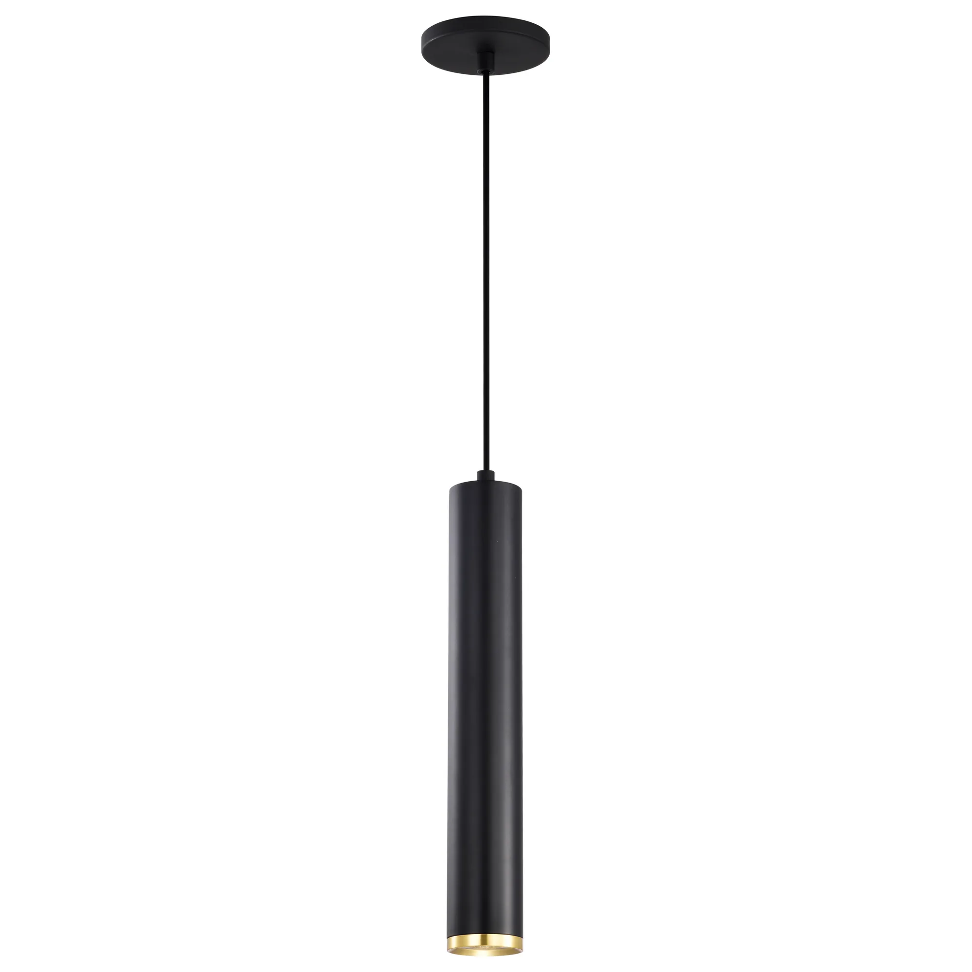Century 16" LED Pendant in Matte Black and Brushed Brass