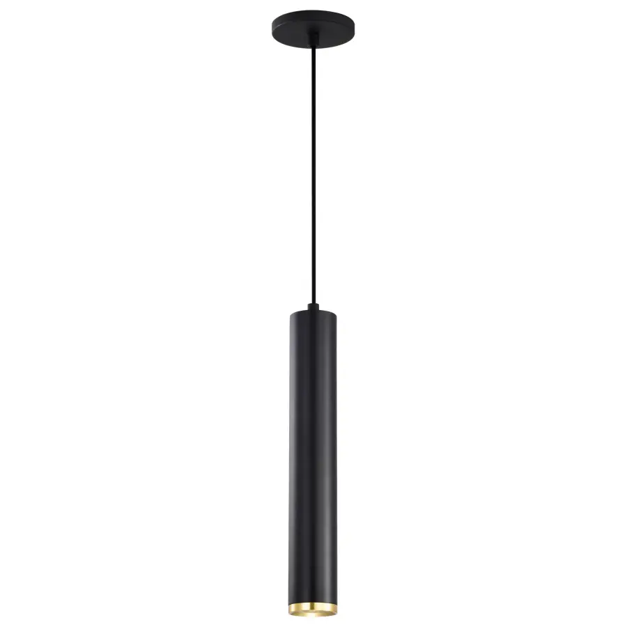 Century 16" LED Pendant in Matte Black and Brushed Brass - Image 1