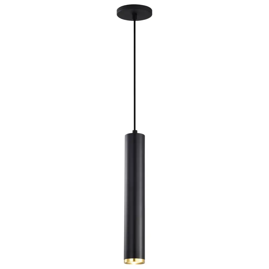 Century 16" LED Pendant in Matte Black and Brushed Brass - Image 2