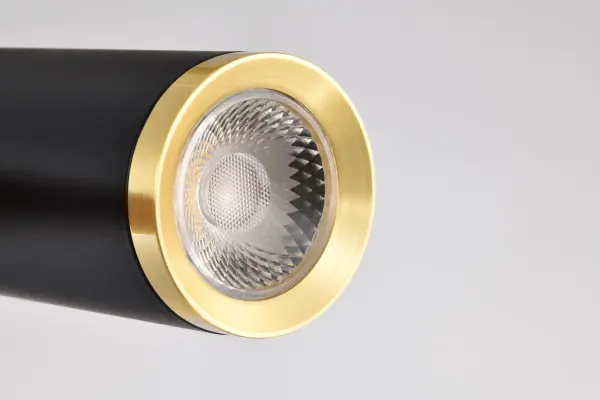Century 16" LED Pendant in Matte Black and Brushed Brass - Image 12