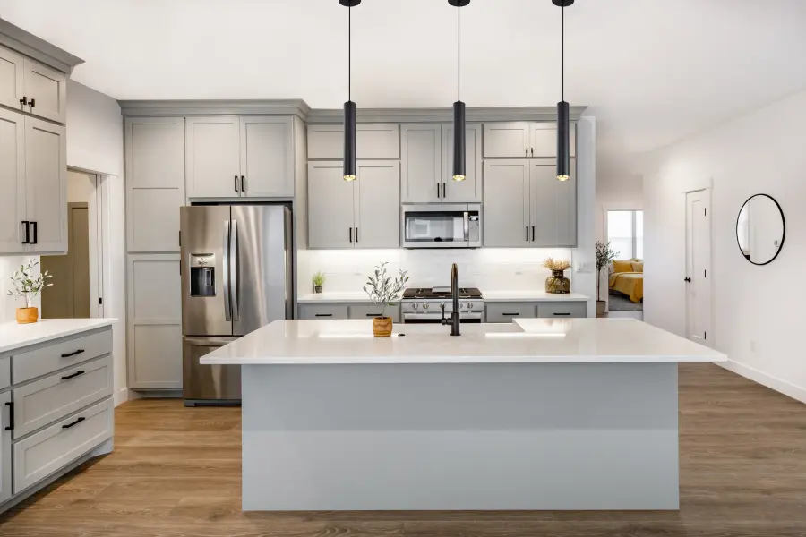 Century 16" LED Pendant in Matte Black and Brushed Brass - Image 13