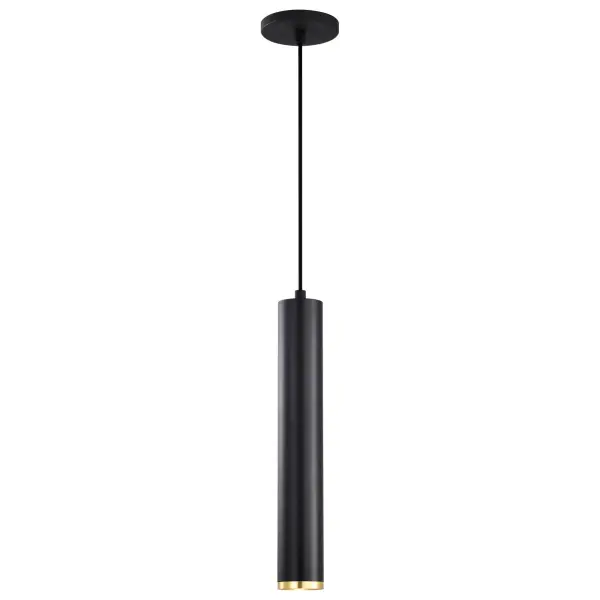 Century 16" LED Pendant in Matte Black and Brushed Brass - Image 3