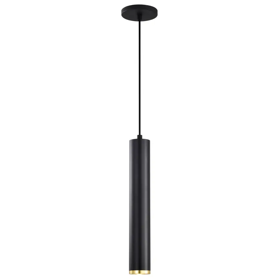 Century 16" LED Pendant in Matte Black and Brushed Brass - Image 3