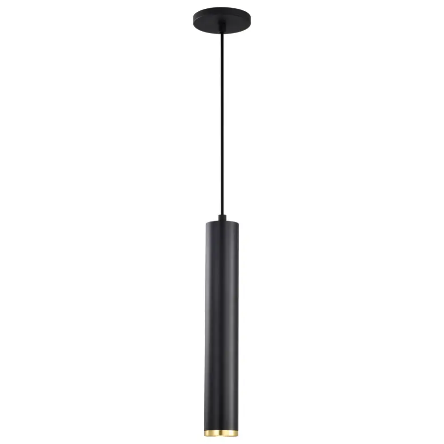 Century 16" LED Pendant in Matte Black and Brushed Brass - Image 4