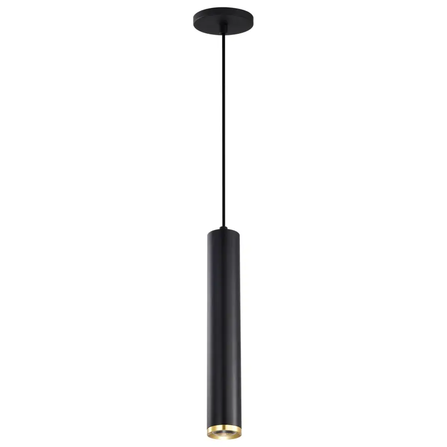 Century 16" LED Pendant in Matte Black and Brushed Brass - Image 5