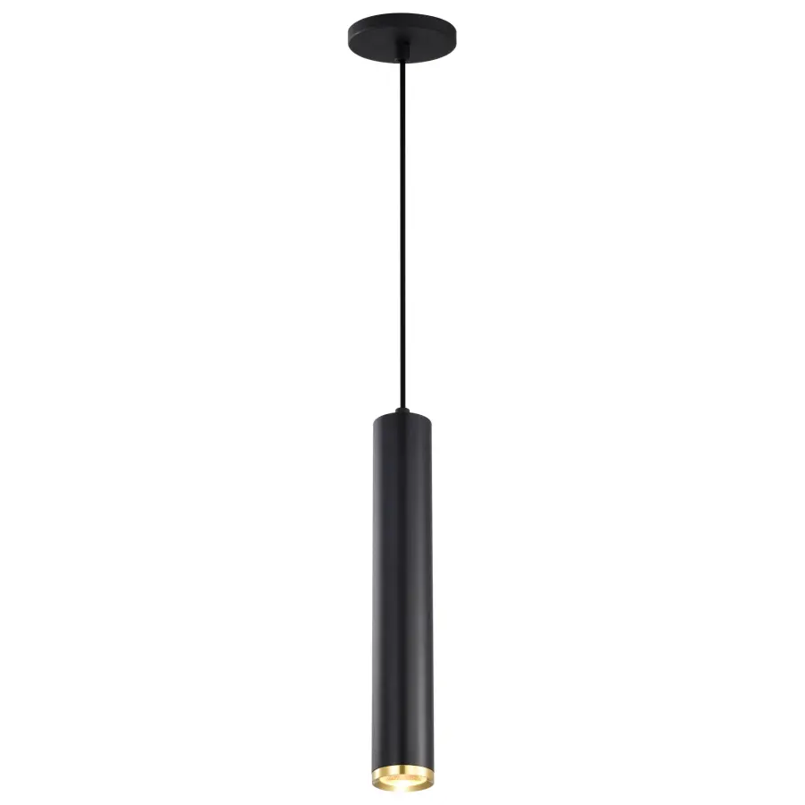 Century 16" LED Pendant in Matte Black and Brushed Brass - Image 6