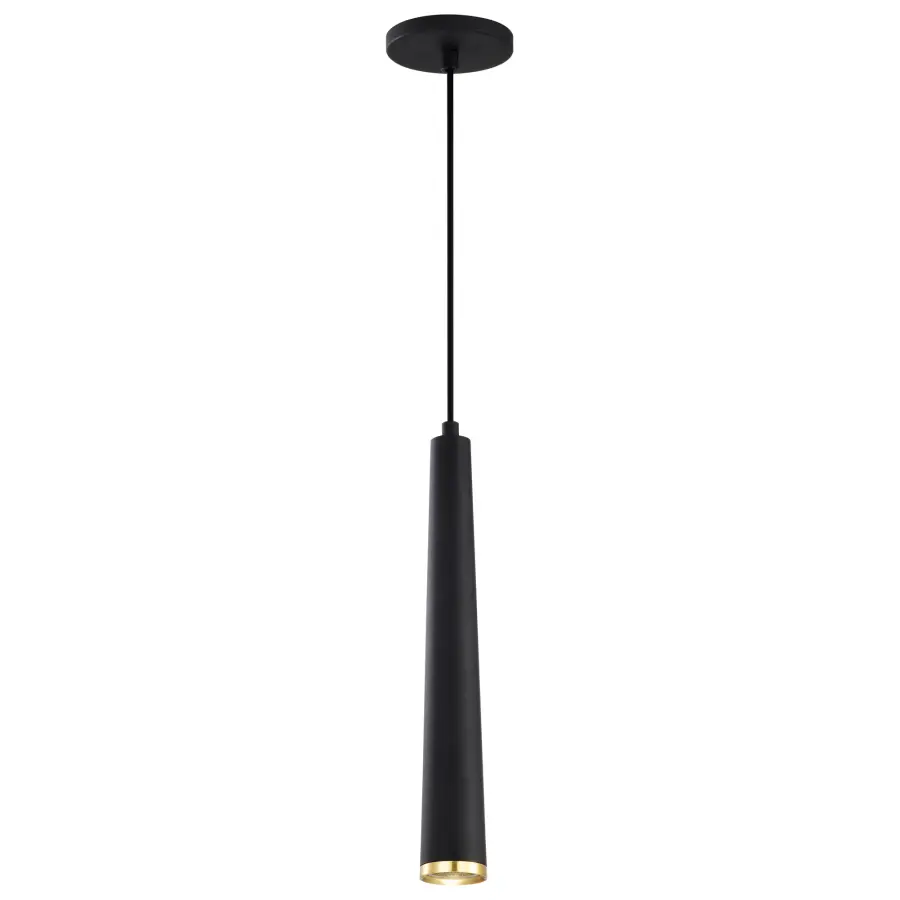 Melrose 16" LED Pendant in Matte Black and Brushed Brass - Image 1