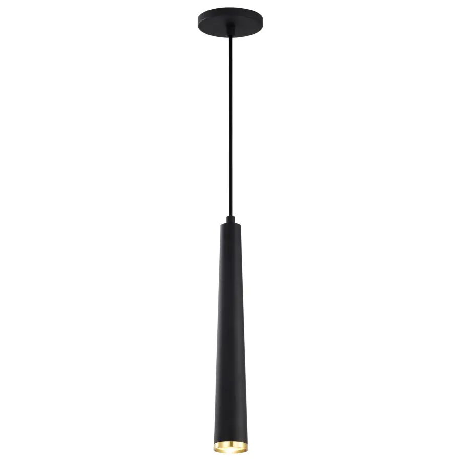 Melrose 16" LED Pendant in Matte Black and Brushed Brass - Image 2