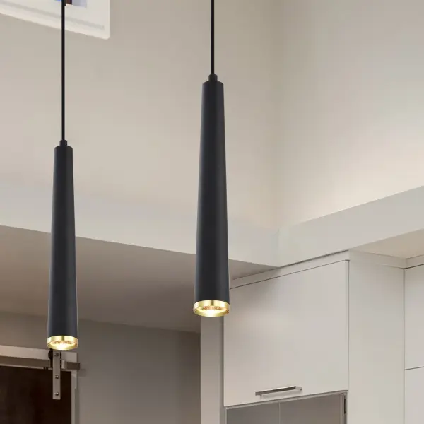 Melrose 16" LED Pendant in Matte Black and Brushed Brass - Image 12