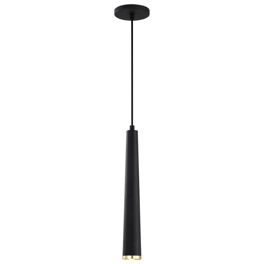 Melrose 16" LED Pendant in Matte Black and Brushed Brass - Image 4