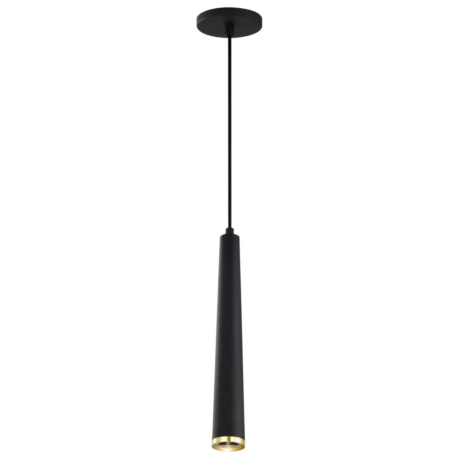 Melrose 16" LED Pendant in Matte Black and Brushed Brass - Image 5