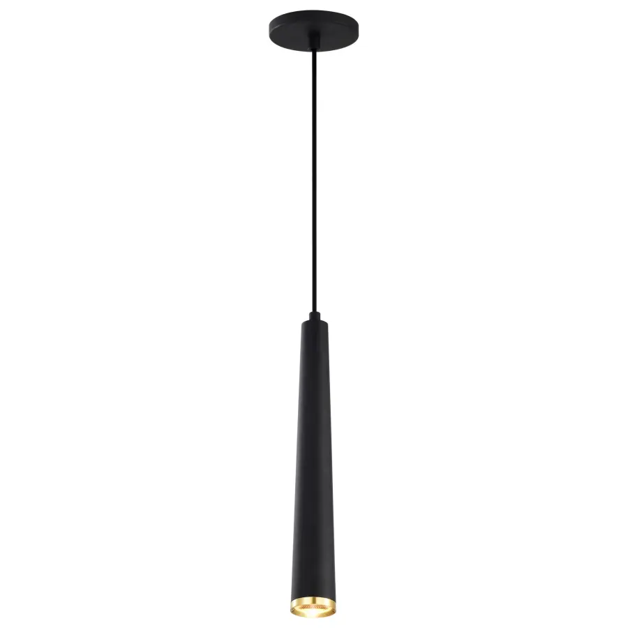 Melrose 16" LED Pendant in Matte Black and Brushed Brass - Image 6
