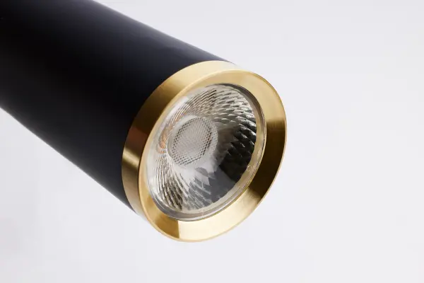 Melrose 16" LED Pendant in Matte Black and Brushed Brass - Image 7