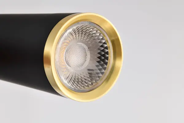Melrose 16" LED Pendant in Matte Black and Brushed Brass - Image 10