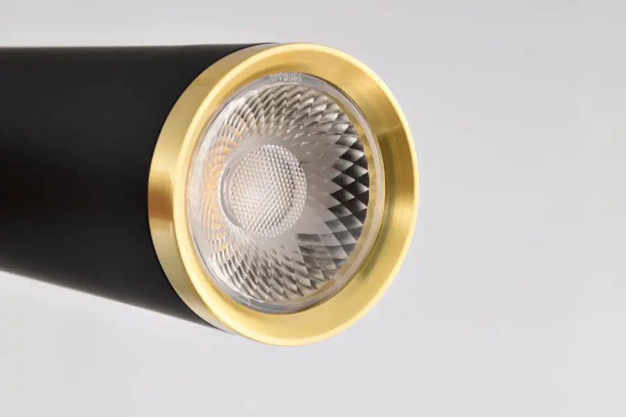 Melrose 16" LED Pendant in Matte Black and Brushed Brass - Image 10