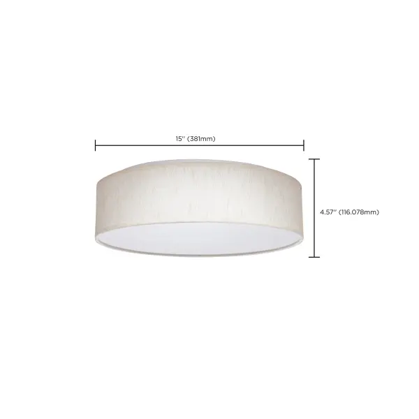 15" Fabric Drum LED Flush Mount - Beige - Image 18