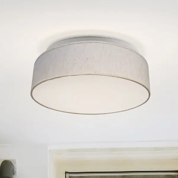 15" Fabric Drum LED Flush Mount - Beige - Image 20