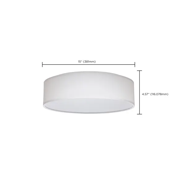 15" White Fabric Drum LED Flush Mount with CCT Selectable - Image 18