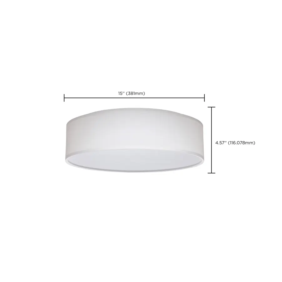 15" White Fabric Drum LED Flush Mount with CCT Selectable - Image 18