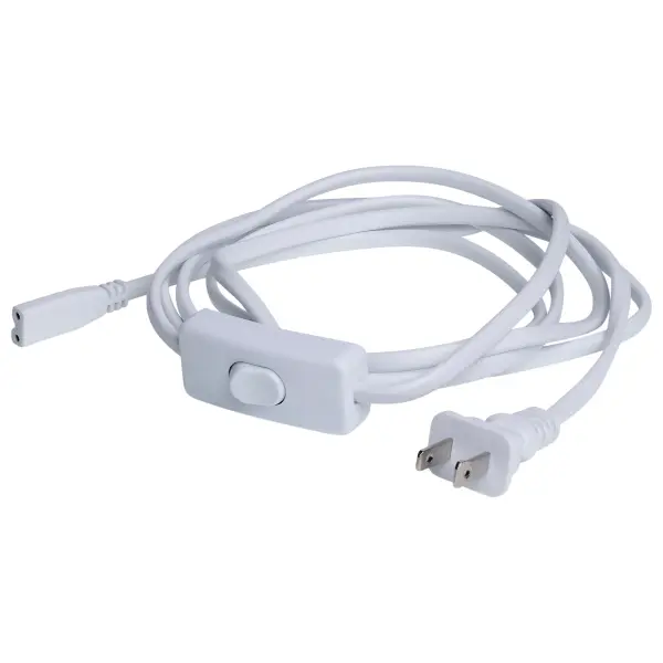 This 8-foot power cord with integrated line switch provides flexible power extension for under cabinet lighting systems. The white finish blends seamlessly with most installations while the in-line switch offers convenient control.