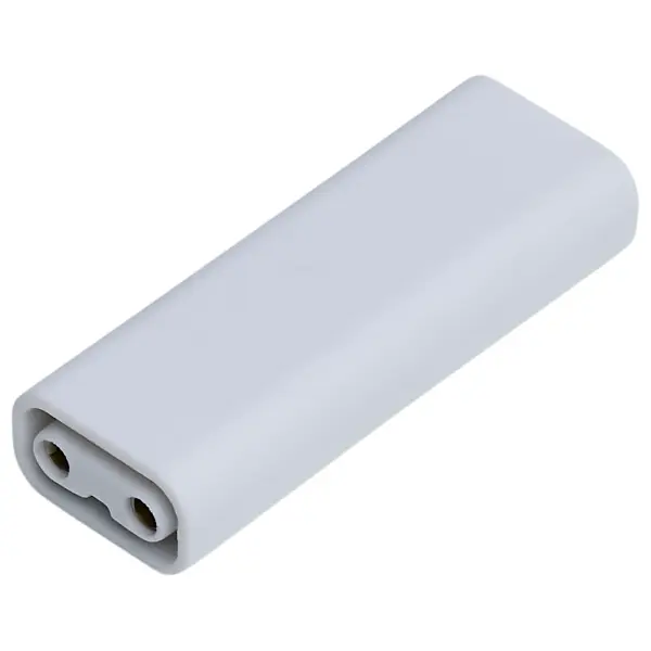 This end-to-end coupler enables clean, professional connections between CounterQuick Slim lighting sections. The white finish ensures visual continuity in modern installations while maintaining electrical integrity. - alternate view