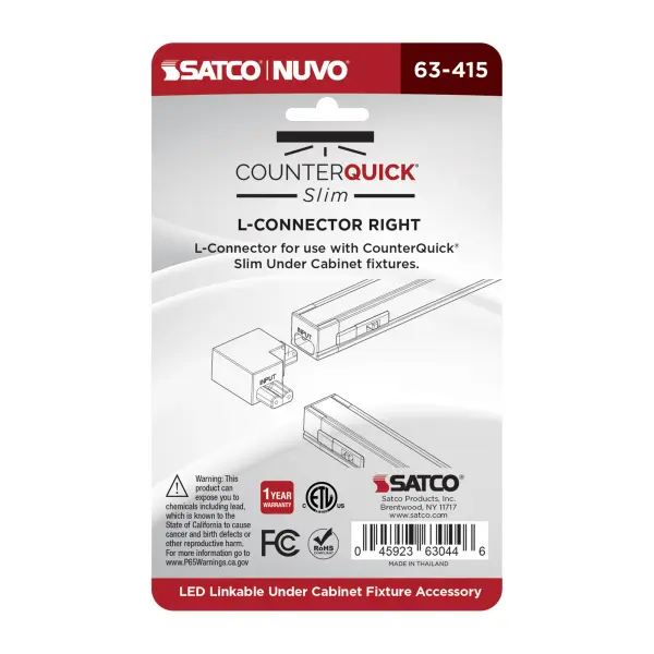 CounterQuick Slim L-Connector - Right Angle White - Image 3