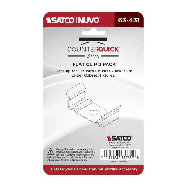 These flat mounting clips provide secure, low-profile attachment for CounterQuick Slim lighting systems. Designed for easy installation and clean aesthetics, they're perfect for professional-looking under cabinet setups. - alternate view