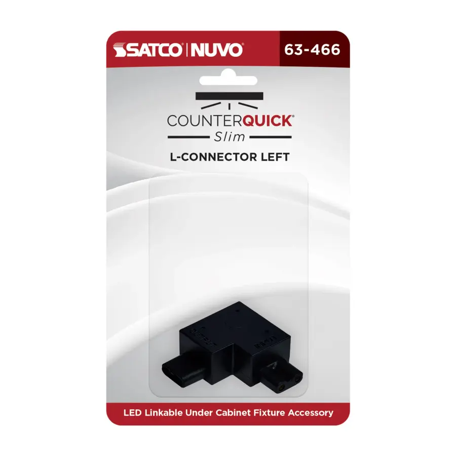 CounterQuick Slim L-Connector - Left Angle in Black - Image 2