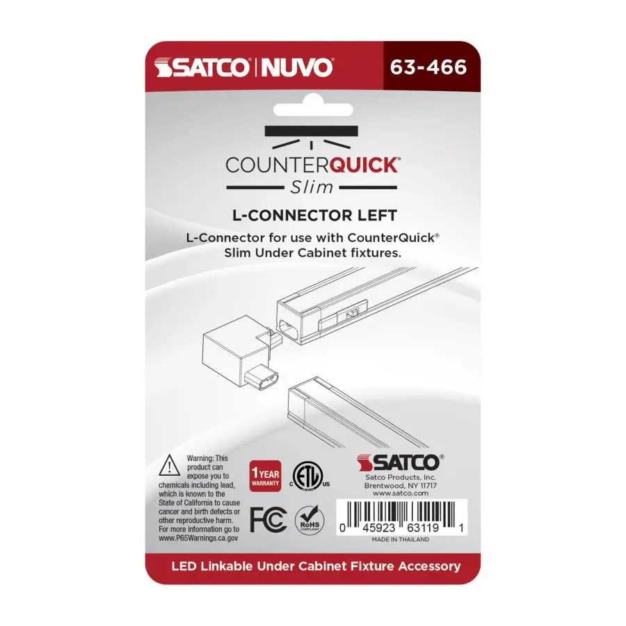 CounterQuick Slim L-Connector - Left Angle in Black - Image 3