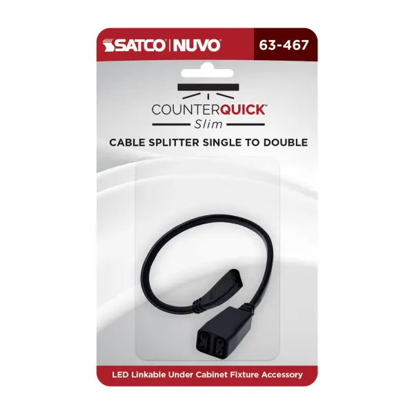 This cable splitter transforms a single power source into dual outputs, enabling creative under cabinet lighting configurations. Perfect for expanding CounterQuick Slim installations without additional power points. - alternate view