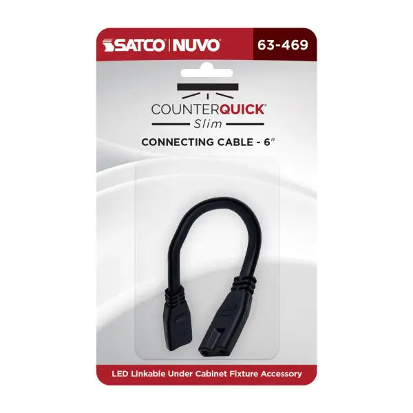 This compact connecting cable seamlessly extends CounterQuick Slim under cabinet lighting runs. At just 6 inches, it bridges gaps between fixtures while maintaining a clean, professional installation. - alternate view