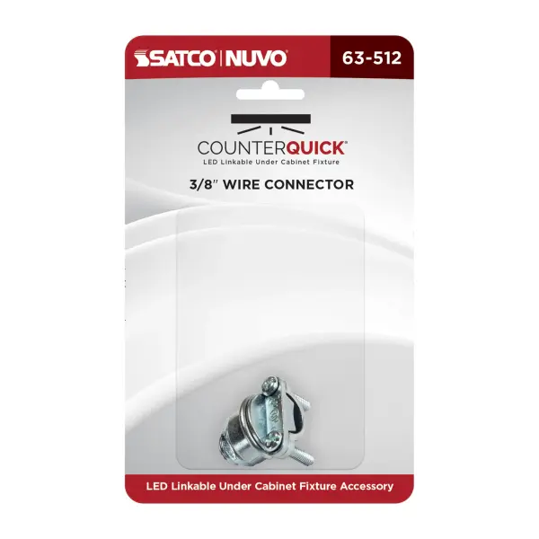 The CounterQUICK 3/8 inch wire connector simplifies under cabinet LED installations by enabling quick, secure connections between multiple lighting units. Designed for 120V systems, it's an essential accessory for DIY and professional installations. - alternate view