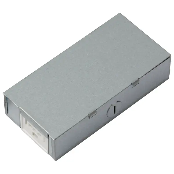 The CounterQUICK junction box streamlines under cabinet LED installations with metal construction and flexible connectivity options. Designed for linking multiple lighting units, it simplifies complex kitchen and workspace lighting projects.