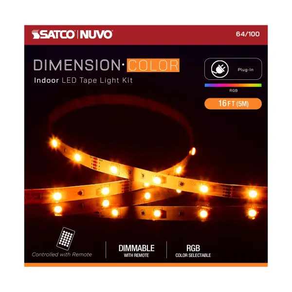 DIMENSION Color RGB LED Tape Light Strip - 16 ft. - Image 12
