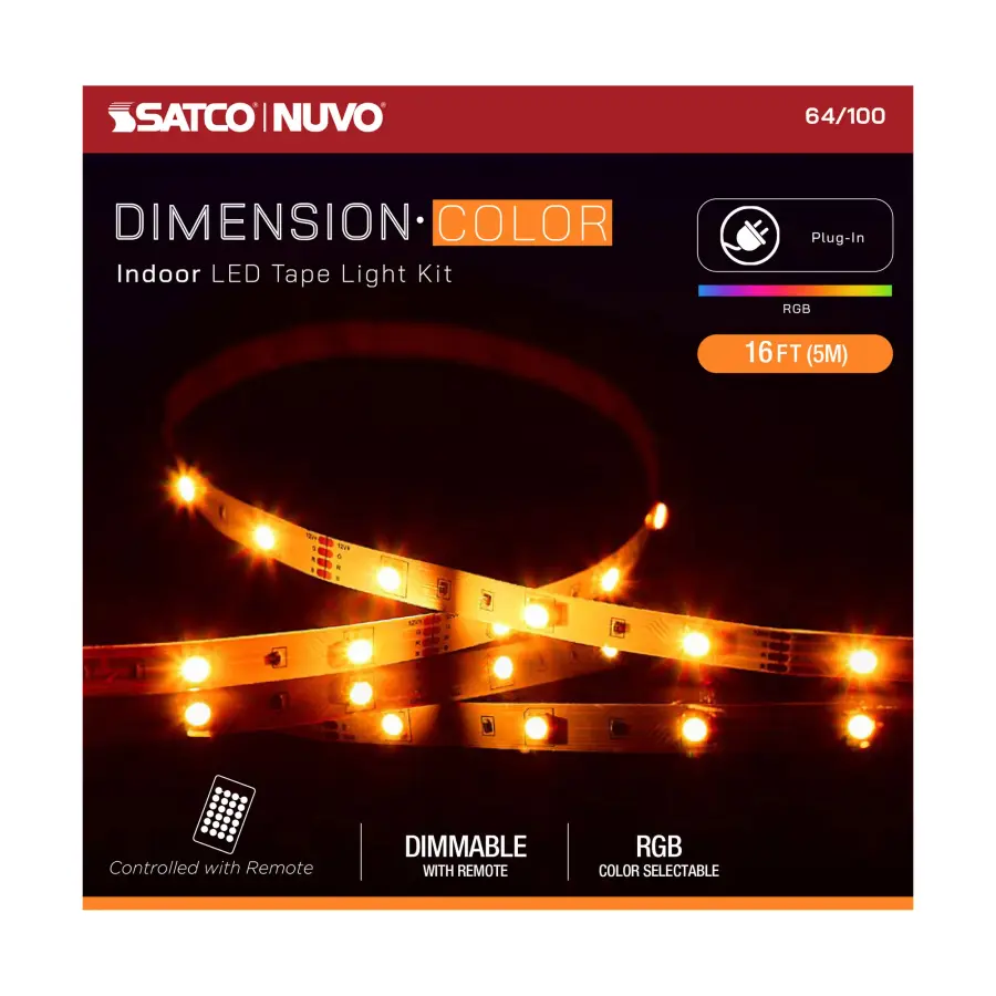 DIMENSION Color RGB LED Tape Light Strip - 16 ft. - Image 12