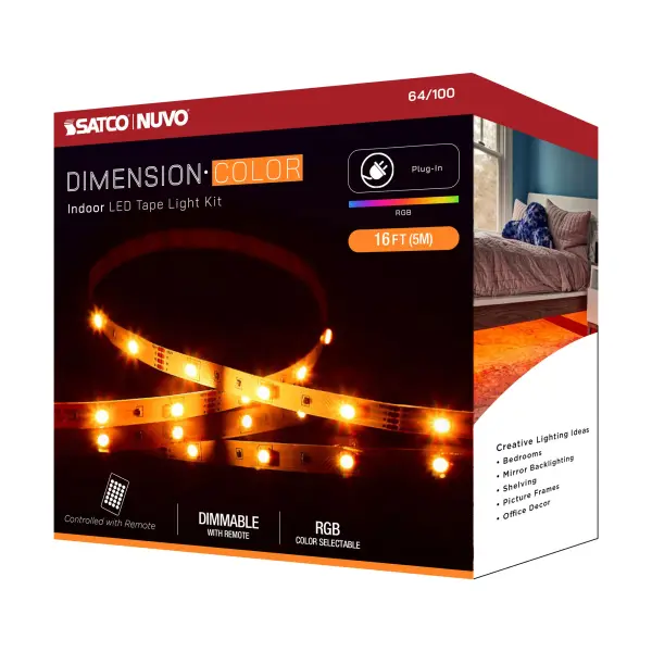 DIMENSION Color RGB LED Tape Light Strip - 16 ft. - Image 16