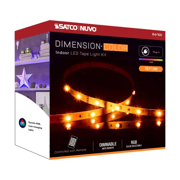 DIMENSION Color RGB LED Tape Light Strip - 16 ft. - Image 17