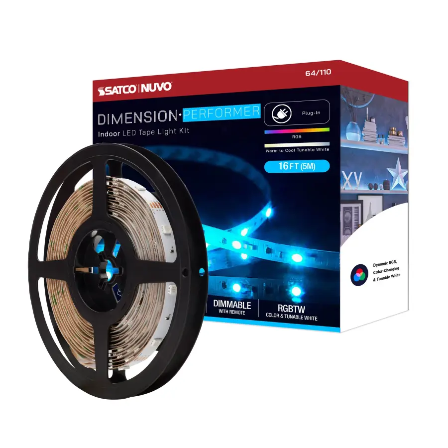 Dimension Performer RGB + Tunable White LED Tape Light - 16 ft. - Image 1