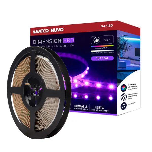 Transform any space with this 16-foot smart LED tape light featuring millions of RGB colors, tunable white (2700K-6500K), and seamless integration with Alexa, Google Home, and SmartThings for ultimate control and ambiance.