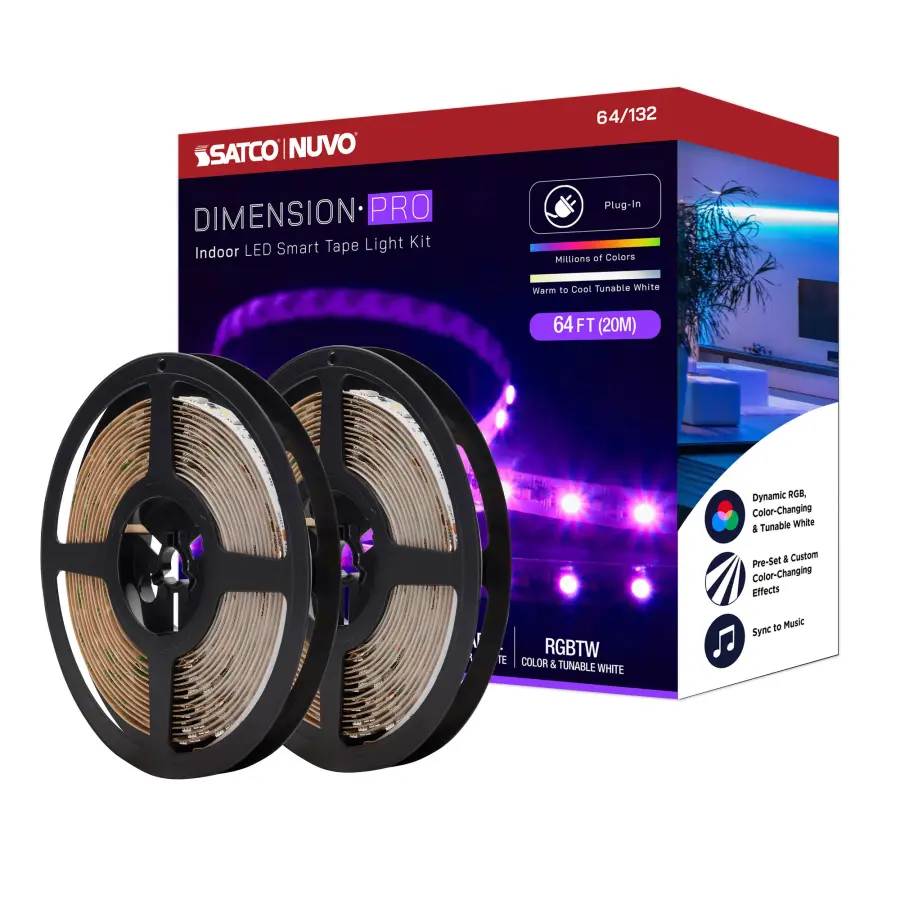 Dimension Pro RGB + Tunable White Smart Tape Light - 64 ft - Image 1