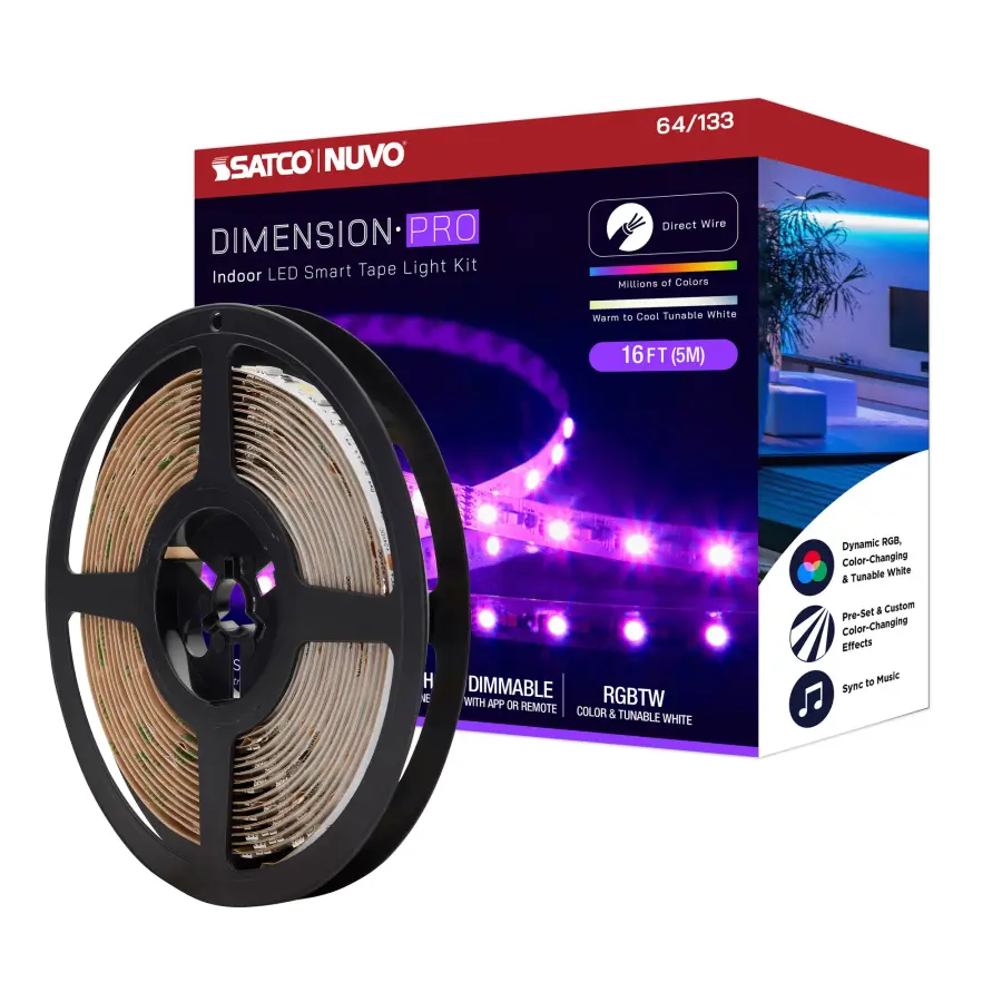 Dimension Pro RGB + Tunable White Smart Tape Light - 16 ft - Image 1