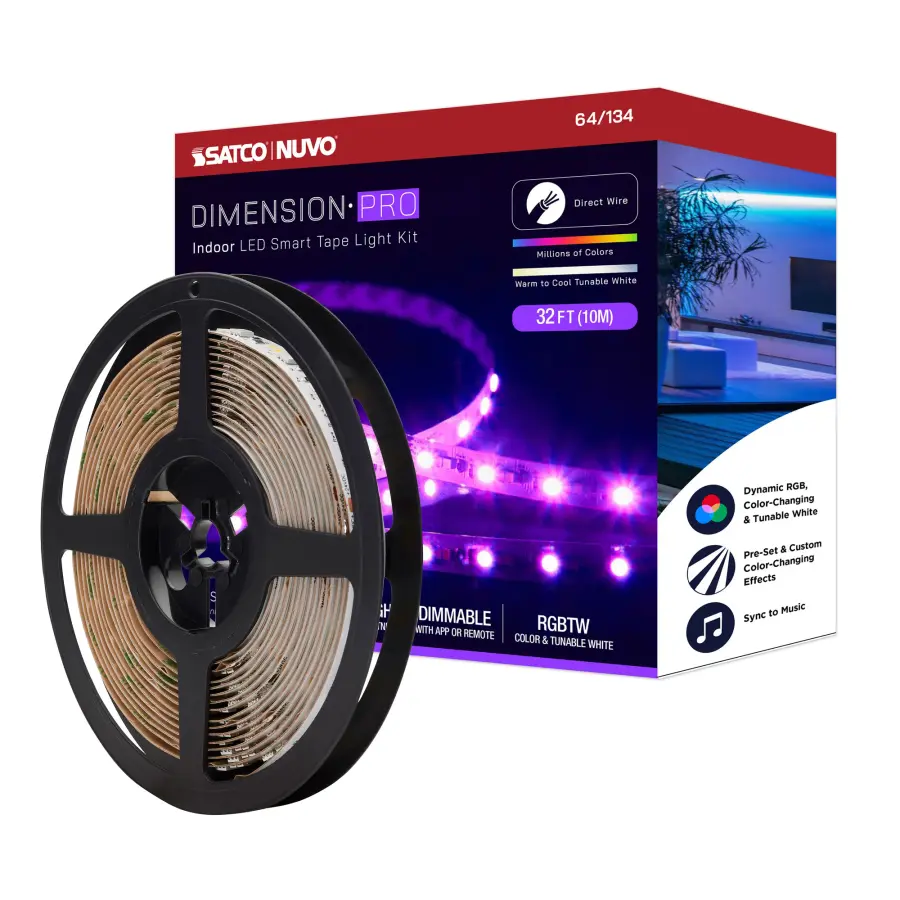 Dimension Pro RGB + Tunable White Smart Tape Light - 32 ft - Image 1
