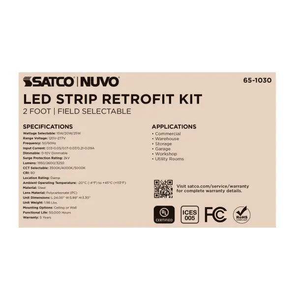 2-Foot LED Retrofit Strip Light - Selectable CCT & Wattage - Image 6