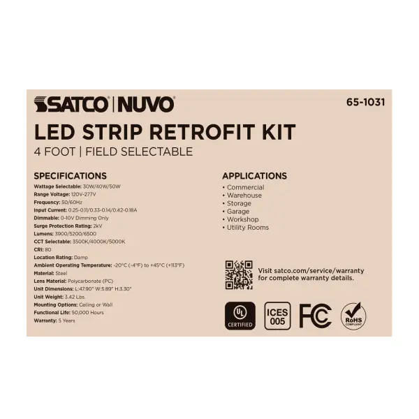 4-Foot LED Retrofit Strip Light - Selectable CCT & Wattage - Image 6