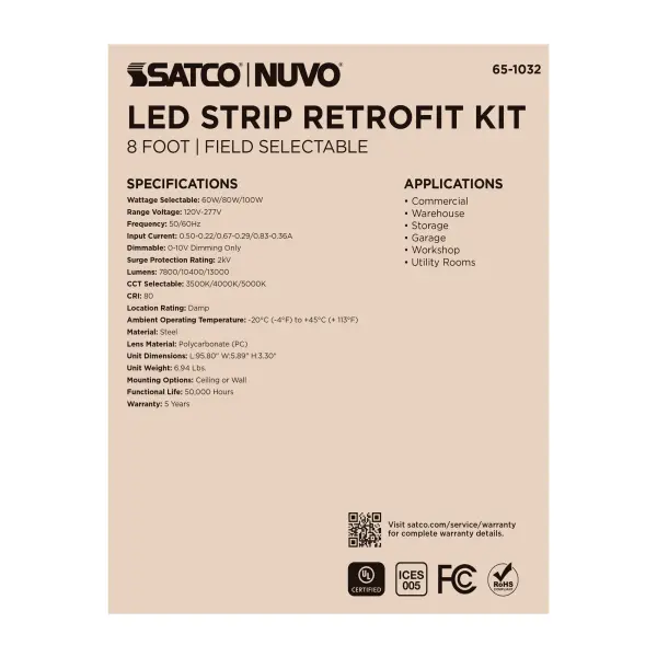 8-Foot LED Retrofit Strip Light - Selectable CCT & Wattage - Image 7