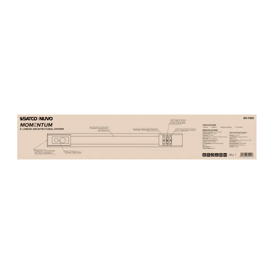 Momentum 2-Foot LED Linear Strip Light - White - Image 2