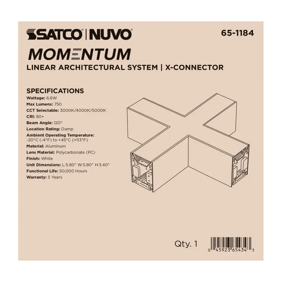 Momentum X-Connector for LED Linear System in White - Image 2