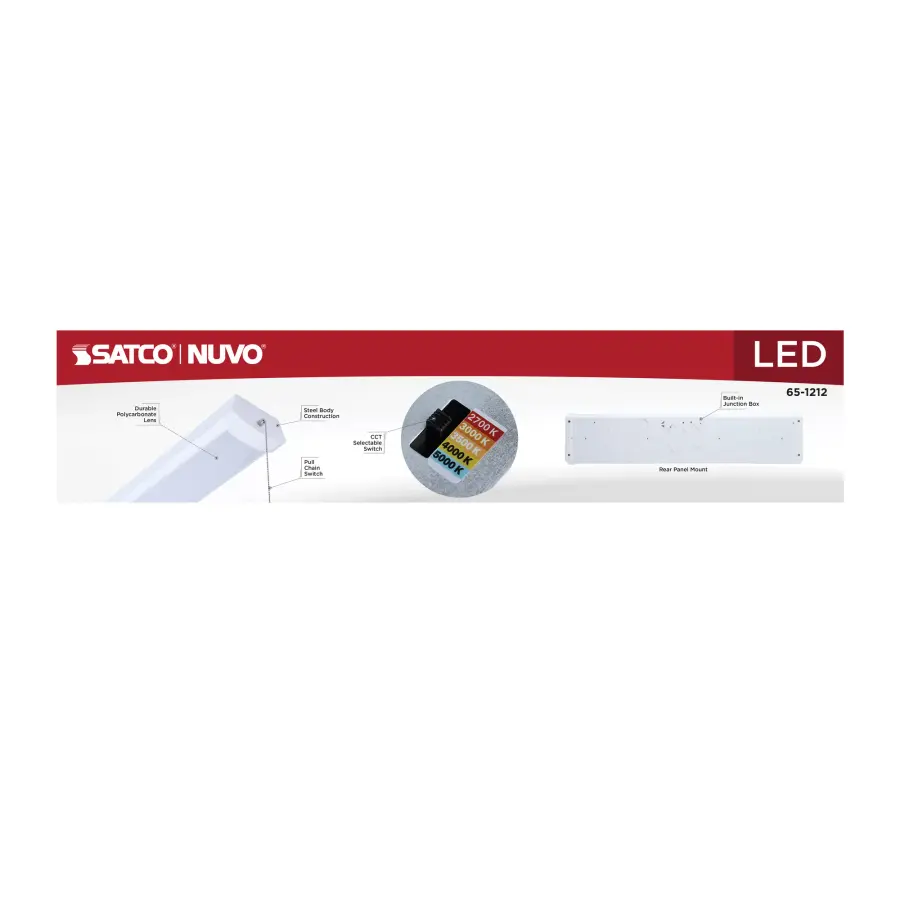 LED 2' Wrap Light with Pull Chain - 20W CCT Selectable - Image 8